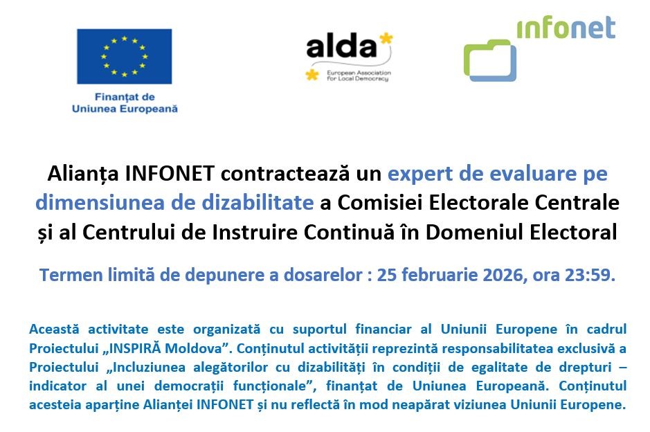 Alianța INFONET contractează un expert de evaluare pe dimensiunea de dizabilitate