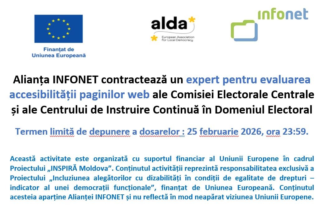 Alianța INFONET contractează un expert pentru evaluarea accesibilității paginilor web