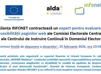 Alianța INFONET contractează un expert pentru evaluarea accesibilității paginilor web